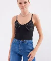 918 İp Askılı Crop Top  Siyah