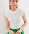 919 Halter Yaka Crop Bluz  Beyaz