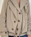 Açık Haki Çift Katlı Kısa Ceket