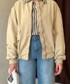 Açık Haki Parçalı Bomber Ceket