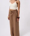 Aksesuar Detay Keten Pantolon