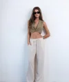 Aksesuar Detay Keten Pantolon