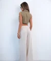 Aksesuar Detay Keten Pantolon