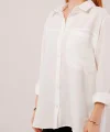 alaş Kesim Cepli Beyaz Gömlek
