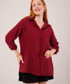 alaş Kesim Cepli Bordo Gömlek