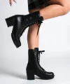 ALDA Bağcıklı Ortopedik Taban Kadın Çizme CST - Siyah