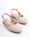 ALLISON Tokalı Ortopedik Rahat Taban Taş Detaylı Kadın Babet Ayakkabı  CKT - Krem