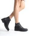 ALMILA Fermuarlı Lastikli Ortopedik Taban Topuklu Kadın Bot CST - Siyah