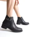ALMILA Fermuarlı Lastikli Ortopedik Taban Topuklu Kadın Bot CST - Siyah
