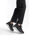 ALYA Bağcıklı Ortopedik Taban Taşlı Kadın Sneaker Spor Ayakkabı CBT - Siyah