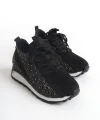 ALYA Bağcıklı Ortopedik Taban Taşlı Kadın Sneaker Spor Ayakkabı CBT - Siyah