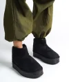 AMELIA Bağcıksız Düz ve Kalın Taban İçi Kürklü Kısa Süet Kadın Bot  SST - Siyah