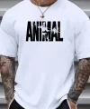 ANIMAL Desen Baskı Erkek Oversive Tişört, Grafik Tişört Erkek Yazlık Outdoor Kıyafetleri, Sporda ve Günlük Giyime Uygun - Beyaz
