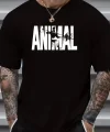 ANIMAL Desen Baskı Erkek Oversive Tişört, Grafik Tişört Erkek Yazlık Outdoor Kıyafetleri, Sporda ve Günlük Giyime Uygun  - Siyah