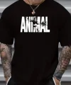 ANIMAL Desen Baskı Erkek Oversive Tişört, Grafik Tişört Erkek Yazlık Outdoor Kıyafetleri, Sporda Ve Günlük Giyime Uygun  - Siyah