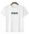 Anneler Gününe Özel Tasarım mom Çiçek Baskılı T-shirt - Beyaz