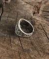 Antik Gümüş Renk Ay Yıldız İşleme Ayarlanabilir Erkek Yüzük
