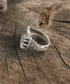 Antik Gümüş Renk Ay Yıldız Model Ayarlanabilir Erkek Yüzük