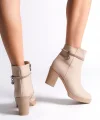 ARIA Fermuarlı Ortopedik Taban Taşlı Topuklu Kadın Bot CTT - Ten