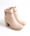 ARIA Fermuarlı Ortopedik Taban Taşlı Topuklu Kadın Bot CTT - Ten