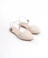 ARIANA Lastikli Ortopedik Rahat Taban Bilekten Taş Detaylı Kadın Babet Ayakkabı  CKT - Krem