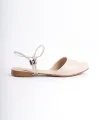 ARIANA Lastikli Ortopedik Rahat Taban Bilekten Taş Detaylı Kadın Babet Ayakkabı  CKT - Krem