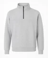 Arka Yarım Fermuarlı Oversize Yakalı Basic SweatShirt - Gri