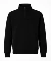 Arka Yarım Fermuarlı Oversize Yakalı Basic SweatShirt - Siyah