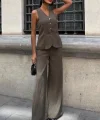 Arkası Bağcıklı Yelek Plazza Pantolon Modal Takım 10202-08