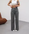 Arkasi Lasti̇kli̇ Pi̇leli̇ Dökümlü Wide Leg Pantolon