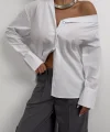 Asimetrik Şal Yaka Gömlek