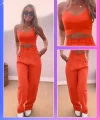 Askı Detaylı Crop Ve Pantolon Takım  Turuncu