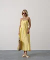 Askılı Basic Uzun Elbise - Sarı