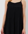 Askılı Uzun Çan Elbise - Siyah