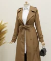 Astarlı Kemerli Trenckot -Taba