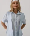 Atkı Detaylı Yarım Kol Gömlek - Bebe Mavisi