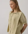 Atkı Detaylı Yarım Kol Gömlek - Yağ Yeşili