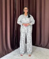 avi eopar Desenli Ceket Ve Pantolon Keten Takım