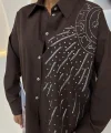 Ay Figürlü Taş İşlemeli Poplin Gömlek 3440