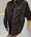 Ay Figürlü Taş İşlemeli Poplin Gömlek 3440