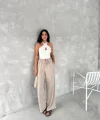 Ayrobin Oversize Kadın Pantalon - Bej