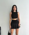 Ayrobin Şortlu Etek - Siyah