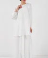 Ayrobin Tunik Pantolon Alt Üst Takım 6712 - Beyaz