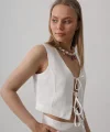Bağlamalı Yelek - Beyaz