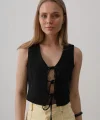 Bağlamalı Yelek - Siyah