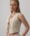 Bağlamalı Yelek - Taş