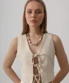 Bağlamalı Yelek - Taş