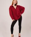 Basic Oversize Bordo Gömlek
