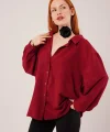 Basic Oversize Bordo Gömlek