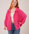 Basic Oversize Fuşya Gömlek